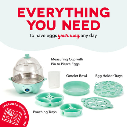 Dash Deluxe Egg Cooker - Boiler, Poacher & Steamer - Includes Measuring & Recipe Guide - Dishwasher Safe - BPA Free - Holds 12 Eggs, Aqua
