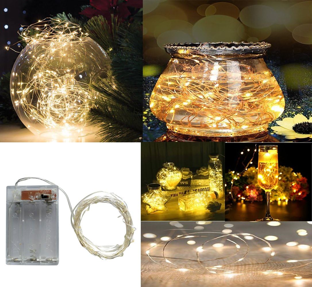2 50LEDs 2 16.4) BXROIU x Fairy Lights Battery Operated, Silver Wire Mode Chains String Lights for Bedroom Christmas