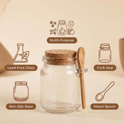 8Pcs Bath Salt Container 8.5oz/250ml Glass Jars with Lids and Spoon Bath Salt Jar Reusable Thick Glass Storage Storage Containers with Spoon for Home Kitchen Keeps Food Oats Candy