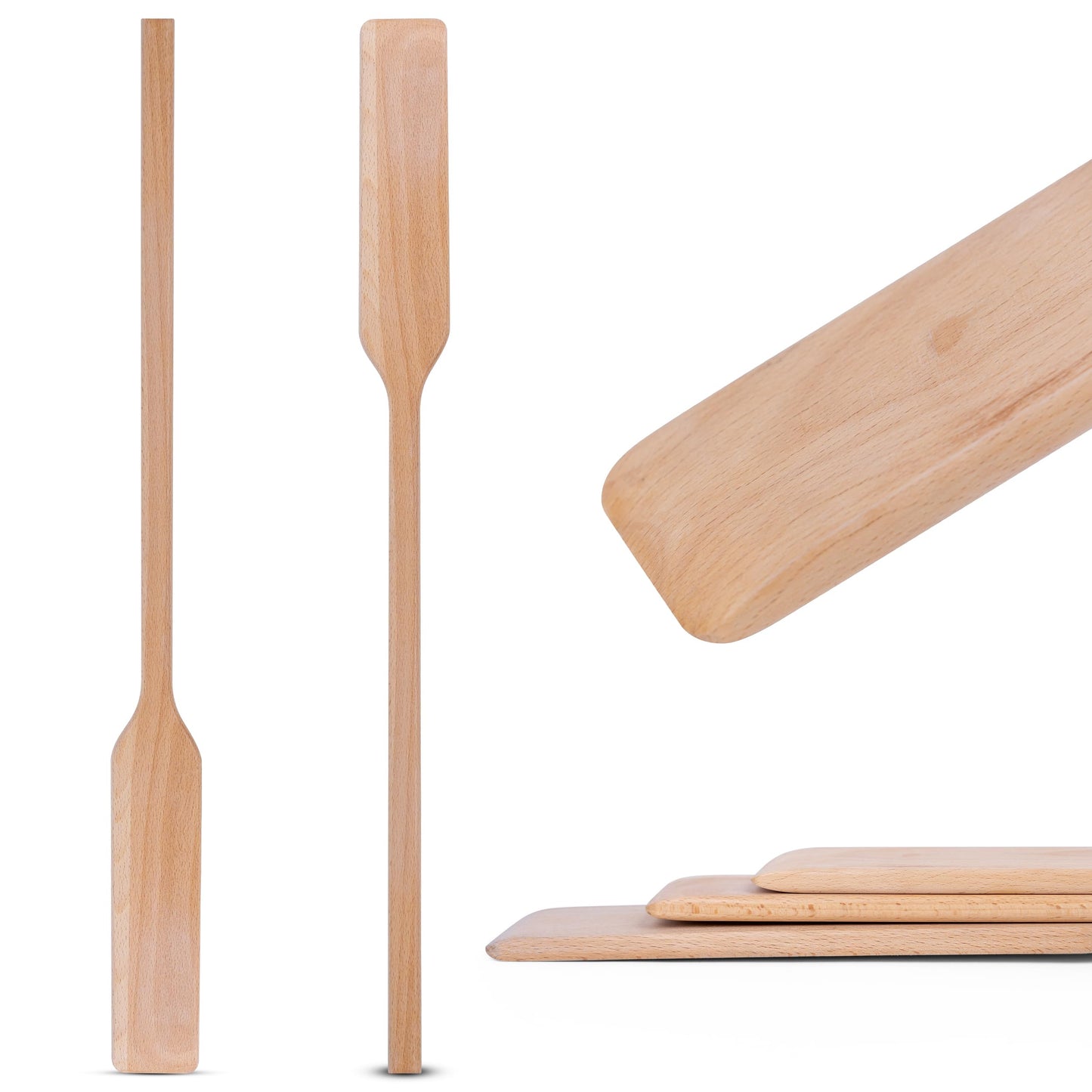 Flat Wooden Spatula for Cooking - 24" Long Wooden Stirring Paddle for Cooking, Mixing, Brewing in Big Stock Pots, Hand-Held Beech Wood Pot Stirrer Wooden Spoon for Kitchen