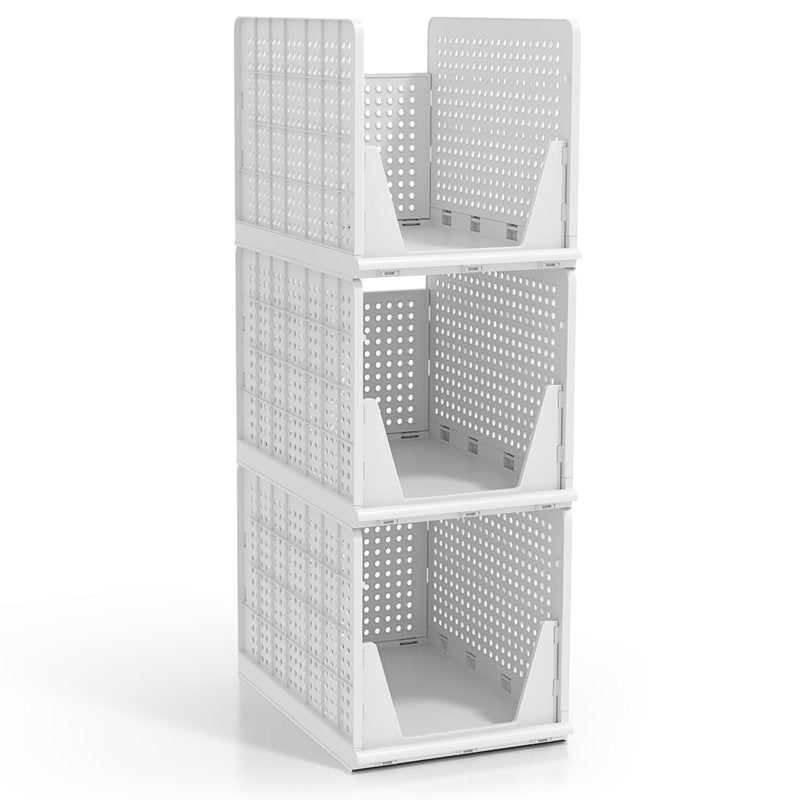 Sorbus Stackable Shelf Organizer Baskets – Plastic Closet Organizer for Clothes, Pantry, Bathroom, Kitchen & Garage – Open Front Storage Bins for Cabinets, Countertops & Under Shelf Organization