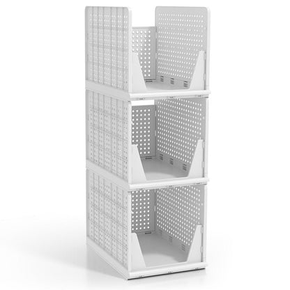 Sorbus Stackable Shelf Organizer Baskets – Plastic Closet Organizer for Clothes, Pantry, Bathroom, Kitchen & Garage – Open Front Storage Bins for Cabinets, Countertops & Under Shelf Organization