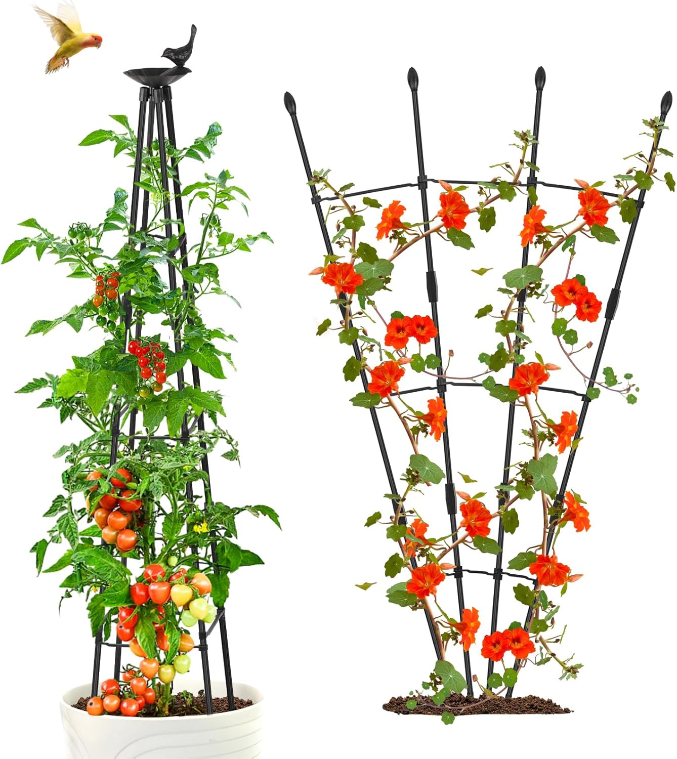 4Ft 2Packs Garden Trellis for Climbing Plants Outdoor, Trellis for Monstera Plants Indoor Large, Tower Obelisk