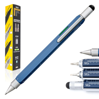 Monteverde USA 9-in-1 Tool Ballpoint Pen in Blue – Multifunctional Pen with Stylus, Screwdrivers, Level, and Ruler – Exclusive Collection, Ideal Gift for Professionals