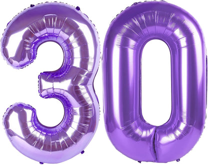 Purple Number 30 Balloon - 40 Inch 30th Birthday Decorations for Girls & Boys Party Supplies