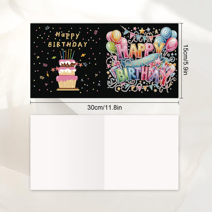 JISHSHAY 6 PCS Cake Diamond Painting Greeting Cards Happy Birthday Diamond Art Birthday Cards with Envelopes Gem Art Gem Painting Mosaic Kits for Adults for Thanksgiving Anniversary Valentine