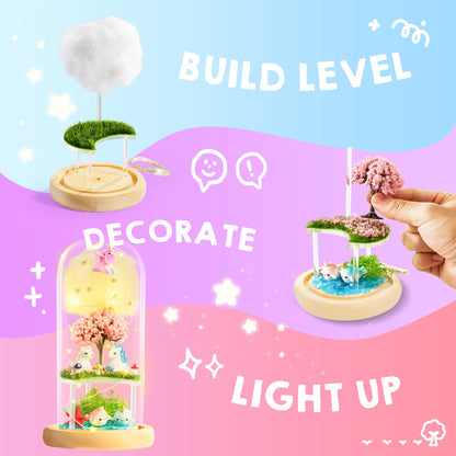 Make Your Own Unicorn Night Light - Birthday Crafts Gifts for Girls Kids, Unicorns Terrarium Kit for Kids, 3-in-1 Unicorn Toys Presents, Arts and Crafts for Girl Aged 6 7 8-12