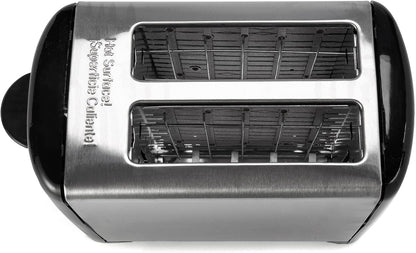 Dominion 2-Slice Toaster, Shade Control, Slide-Out Crumb Tray, Auto-Shutoff, Brushed Stainless Steel/Black