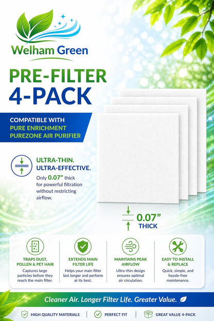 Pre-Filter 4-Pack Compatible with Pure Enrichment PureZone Air Purifier, Extends Main Filter Life
