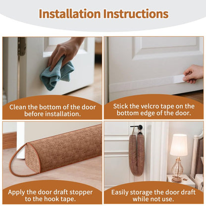 QUOLIX Triangle Under Door Draft Stopper Bottom Door Gap Filler & Seal Windproof Coating Cover Fits 30” to 36” Door Block Noise, Sound, Hot Air, Light, Bugs Easy Install Draft Blocker (36inch-Brown)