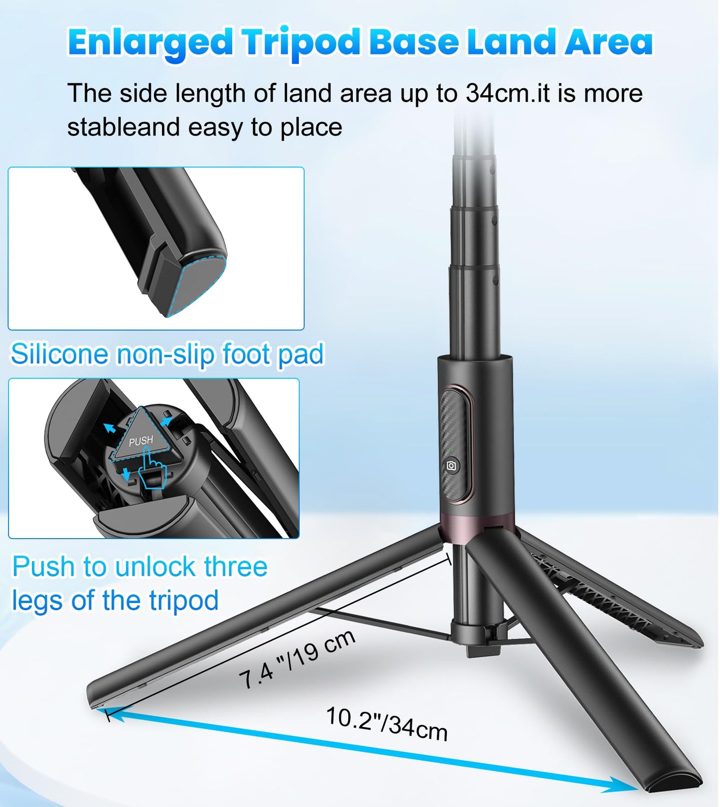 TONEOF 68" Magnetic Selfie Stick Tripod with Aluminum Strong Magnetic Holder for Magsafe, 360° Rotatable Travel Phone Tripod Stand with Metal Ring & Rechargeable Remote for iPhone/Android(Beige Gray)