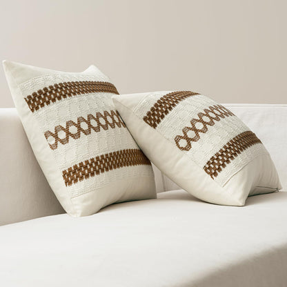 Set 2 20x20 Inch MIULEE of Coco Brown Boho Decorative Pillow Covers Farmhouse Rustic Couch Throw Pillows Modern Spring
