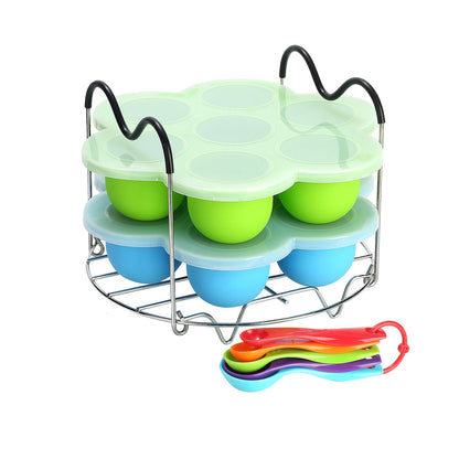 Silicone Egg Bites Molds for Instant Pot Accessories 6 Qt 8 Qt, Including Steamer Rack Trivet with Heat Resistant Handles, 5-Piece Measuring Spoons as Bonus, Sous Vide Egg Poacher