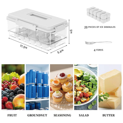 MANO 2pack Chilled Condiment Caddy with Lid Iced Snackle Box Container for Fruit Veggie Serving Tray with Handle Divided Garnish Tray Server Outdoor Camping Picnic Fridge Storage white