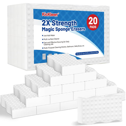 20 Pack Magic Sponges Cleaning Eraser, 2X Density Melamine Sponge,Cleaning Pad for Bathroom,Kitchen,Dish,Furniture, Floor,Wall,Shoe,Cleaner, Non-Scratch Scrub Foam (20)