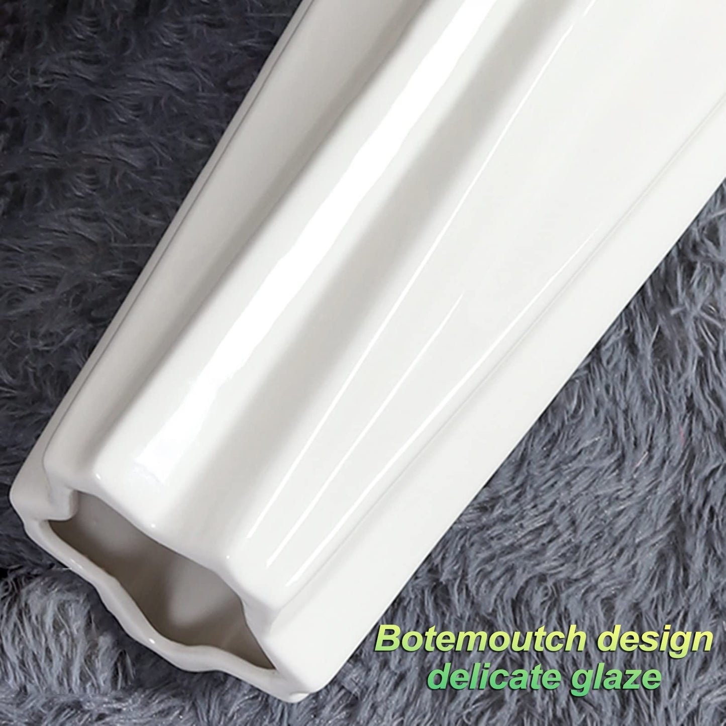 UHRLGHS Floor vase Ceramic Vase,Decorative Large,Floor, Large Floor Vase,White Ceramic Vase,Handcrafted,Sophisticated Vessel for Decorative Branches and Dried Flowers(White 45cm)