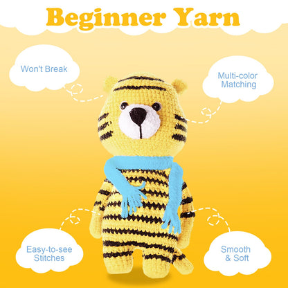 WSICSE 8x50g Beginner Crochet Yarn, Cotton Yarn for Crocheting Easy-to-See Stitches Chunky Thick Soft Yarn for Beginners Crocheting Kit Gifts