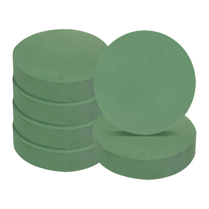 MECCANIXITY Floral Foam Block Round 7.1 x 1.5 Inch Dry or Wet Flower Foam Bricks for Flower Arrangements Wedding Birthday Party Decorations Green, Pack of 6