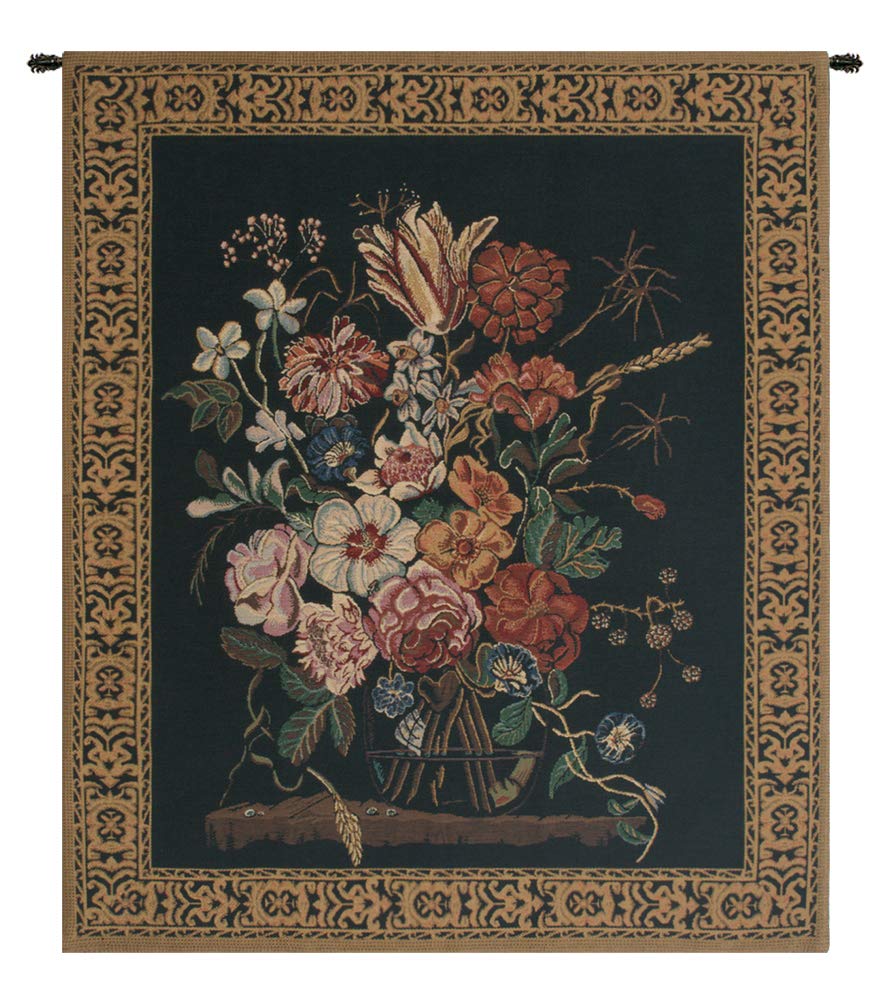 C Charlotte Home Furnishings Inc Bouquet de Verendael Belgian Tapestry Wall Hanging | Viscose Cotton and Polyester Blend Wall Art | 69 in. x 57 in | Home Decor Accents