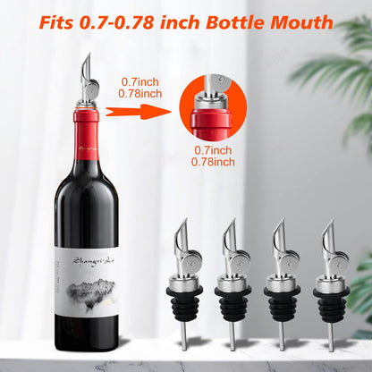 6PCS Liquor Bottle Pourers, Auto Flip Olive Oil Dispenser Spout, Weighted Stainless Steel Alcohol Pourer Spouts, Olive Oil Spout Suitable for About 3/4" Bottle Mouth