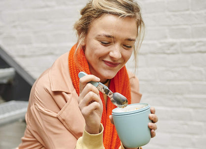 Mepal Folding Spoon Ellipse - Reusable Spoon To Go, Foldable for Yoghurt Cup, Stainless Steel Cutlery with Storage Case