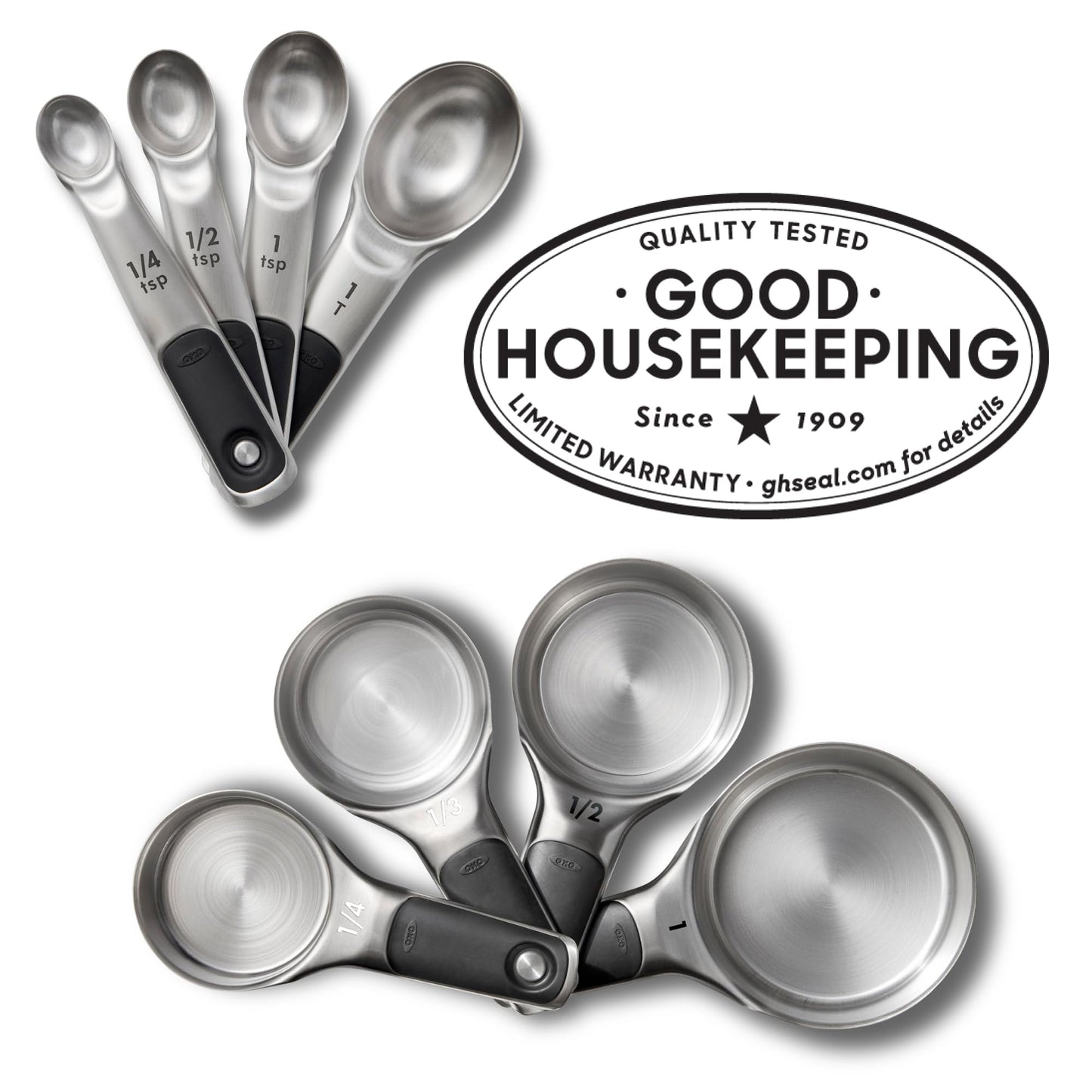 OXO Good Grips 8 Piece Stainless Steel Measuring Cups and Spoons Set