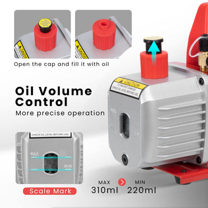 VIVOHOME 110V 1/4 HP 3.5CFM Single Stage Rotary Vane Air Vacuum Pump with Single Cylinder Portable Refrigerant Recovery Machine