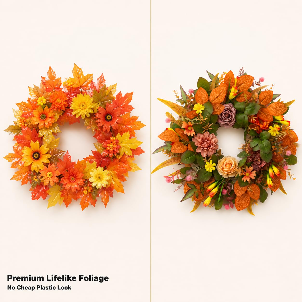 JYJXCOS Fall Wreaths for Front Door, 20 Inch Orange Autumn Wreath