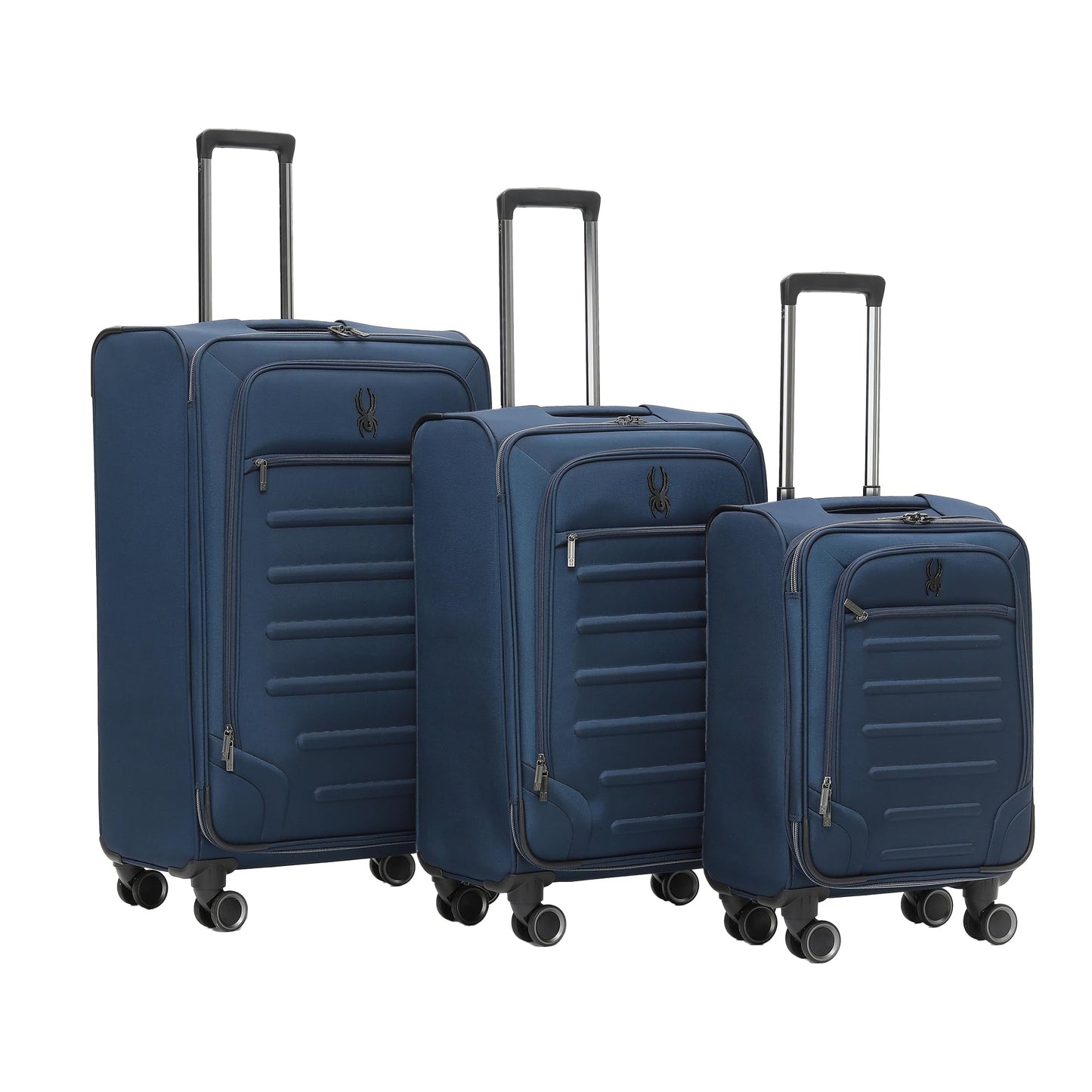 Spyder Pivot Expandable Softside Spinner Checked Luggage with 360° Spinner Wheels (True Navy, 3-Piece Set)