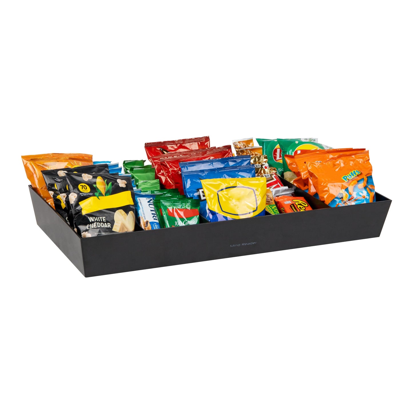 Mind Reader Snack Tray, Countertop Organizer, Snack Tray, Pantry, Breakroom, Kitchen, Black
