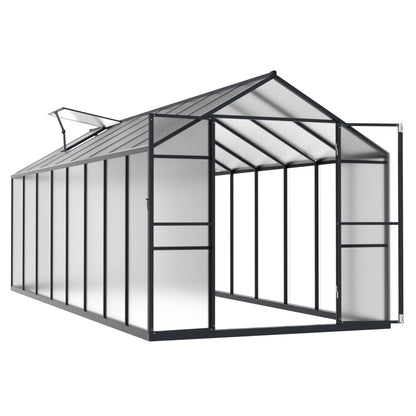 Yardenaler 8x16 FT Polycarbonate Aluminum Greenhouse Kit, Outdoor Walk-in Greenhouse, PC Green House with Adjustable Roof Vents and Lockable Door, Backyard Garden in Winter, Gray