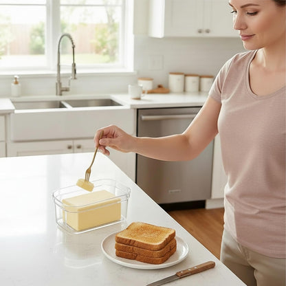 280g UNIVIVO Airtight Butter Slicer Cutter and Keeper - Butter Storage Container Dish with Lid for Fridge, Fresh Butter