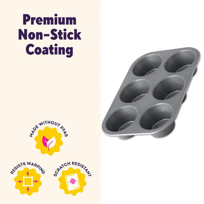 Wilton Everyday Non Stick Jumbo Muffin Pan for Oversized Muffins and Cupcakes, Made without PFAs, 6 Cup Capacity