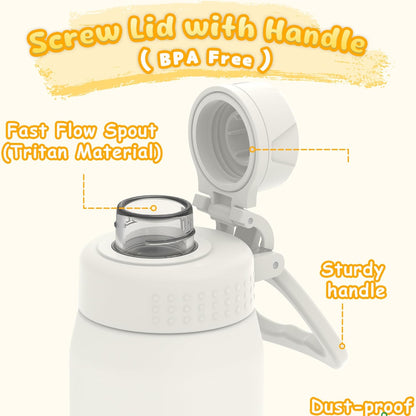 19oz GOPPUS Kids Water Bottle with Spout Lid, Toddler Water Bottle, Stainless Steel Insulated Water Bottle, Leakproof