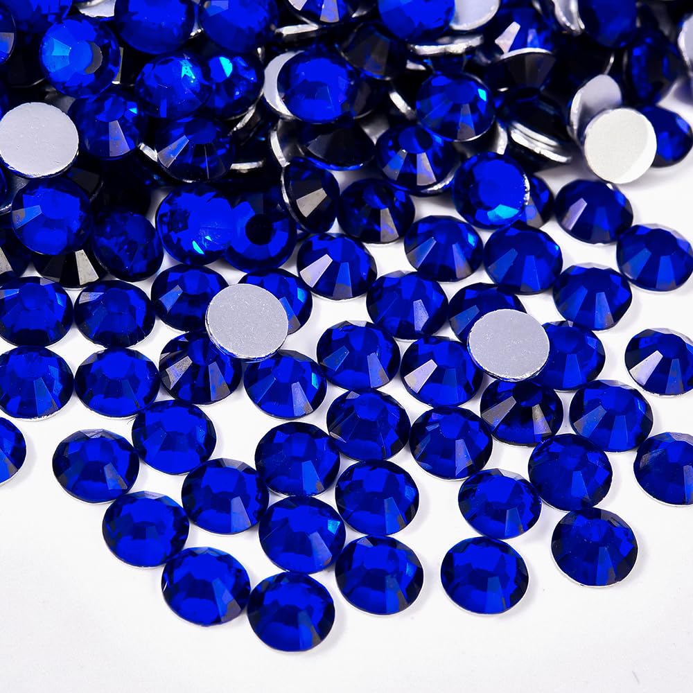 Blinginbox 1440pcs Flat Back Crystal Rhinestones for Nail Art Crafts Bedazzling Kit Diamonds Set Clear Rhinestones for Clothes 0.14" 3.8mm SS16 Cobalt Blue