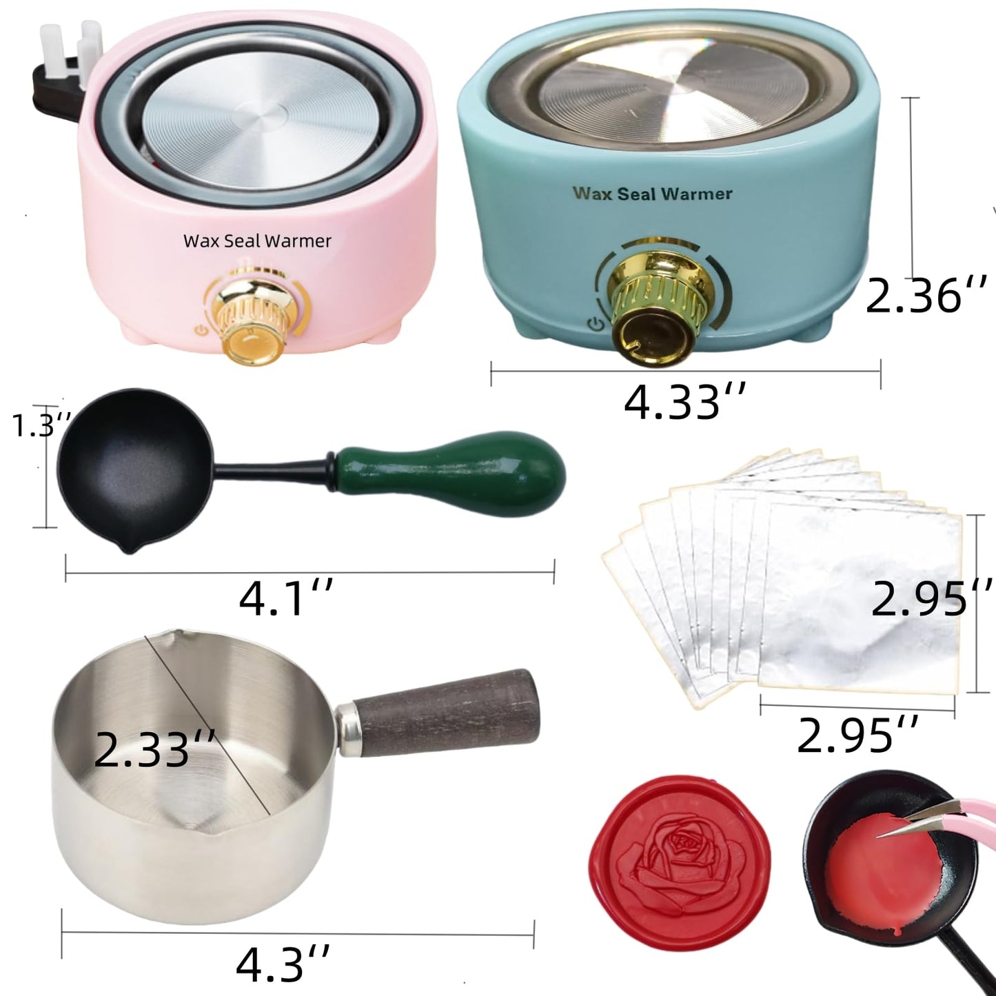Wax Seal Warmer Electric, Pink Sealing Wax Warmer Furnace Kit Includes 1Pcs 80ml Large Spoon and 1Pcs Non-Slip Spoon Sealings Stamp Melting Warmer Great Tool for Melt Waxs Seals Sticks Beads (Pink)