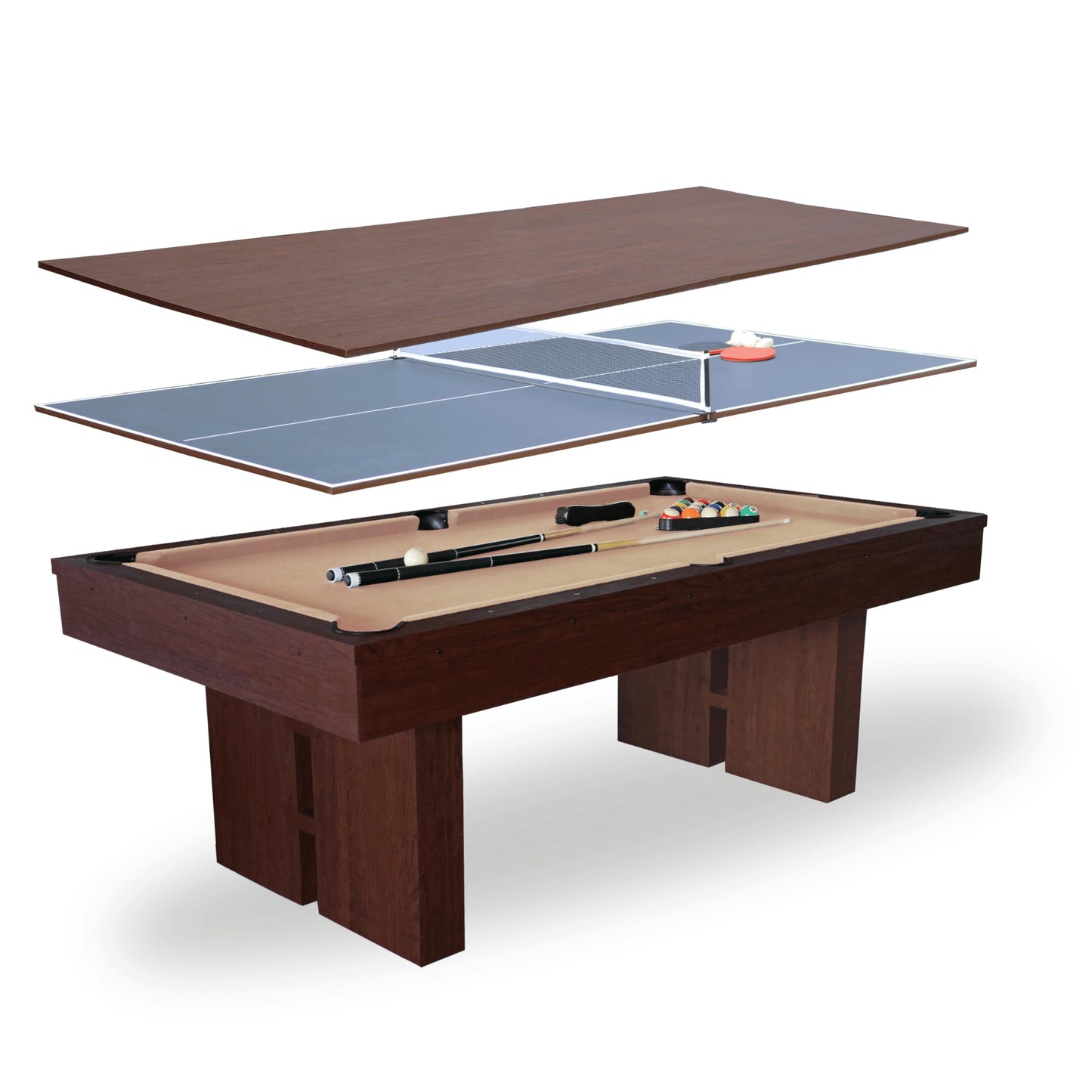 7 FT Pool Table with Dining Top, 3-in-1 Combo Game Table Billiards, Ping Pong and Dining Table. NEW & Improved Design 2026! (Table Only)