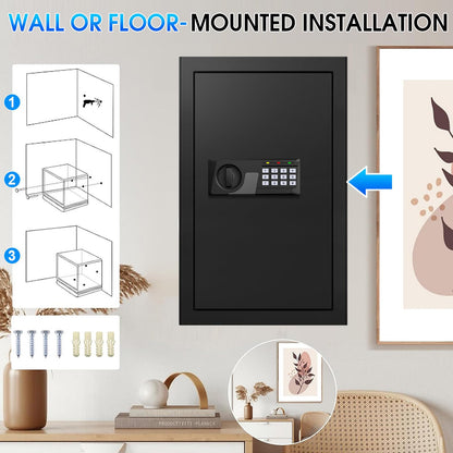 3.3 Cuft Large Fire Proof Safes for Home Use, Personal Fire Safe Box with Electronic Keypad and Spare Key, Removable Shelf, Digital Home Safe Fireproof Waterproof for Cash Documents Valuables