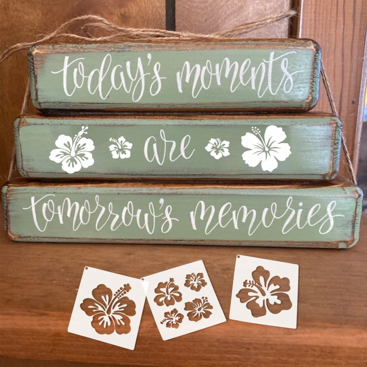 Hibiscus Leaf Stencils Flower Paint Stencil Tropical Leaves Palm Tree Nature Floral Art Craft Drawing Stencil for Painting on Wood Rock Wall Card Making Fabric Canvas Furniture Porch Paper (Hibiscus)
