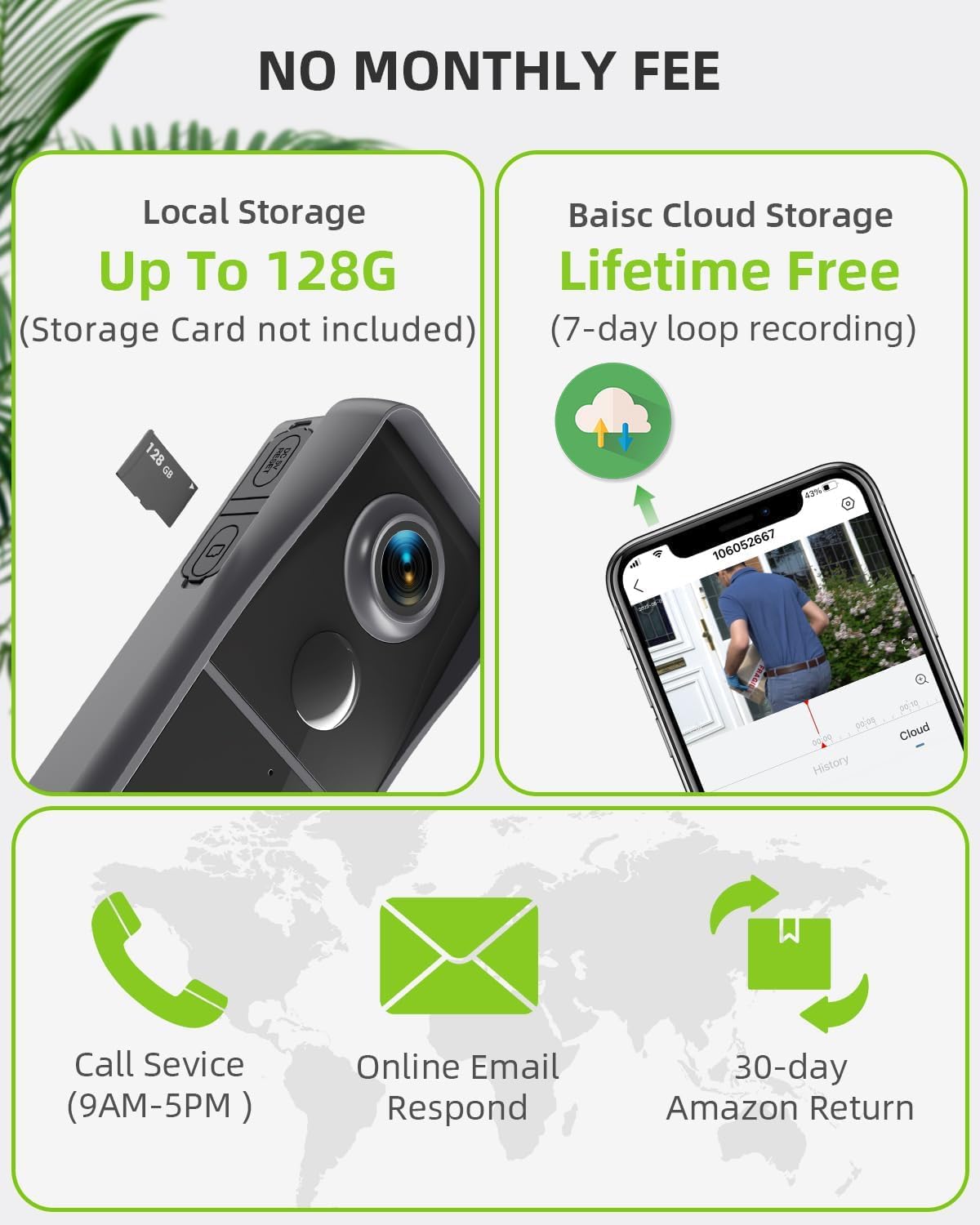 MUBVIEW Doorbell Camera Wireless with Chime, Video Doorbell - No Subscription, Voice Changer, Motion Zones Customization, 1080HD, PIR Human Detection, 2.4Ghz WiFi, Battery-Powered Smart Doorbell