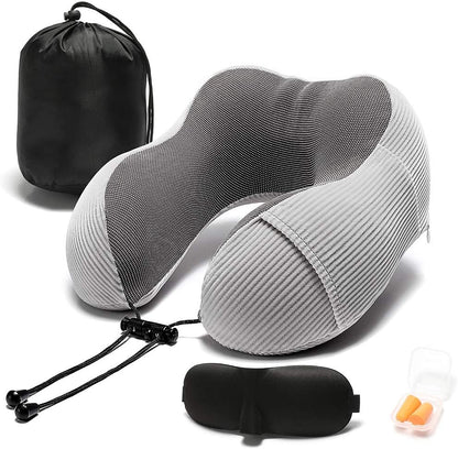 Travel Pillow, Memory Foam Neck Pillow with 360-Degree Head Support, Comfortable for Airplane & Home Use