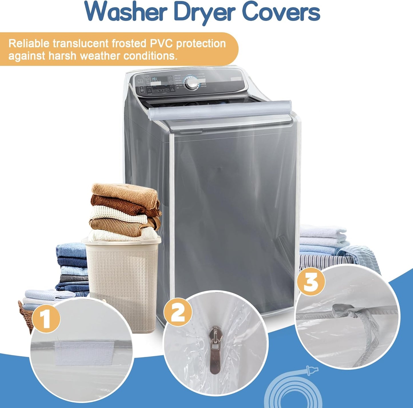 Washer and Dryer Covers - Waterproof and Dustproof Cover for Top Load & Front Load Machines, 29 x 28 x 43 Inches