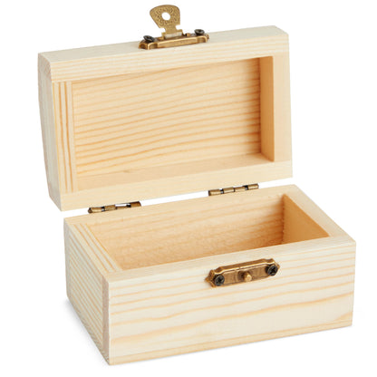 Bright Creations Baby Shower Decorations Mini Unfinished Wooden Treasure Boxes - 3.5 x 2.2 x 2 In, Brown, Pack of 12, Chest Style - Wooden Treasure Chest to Paint & Party Favors