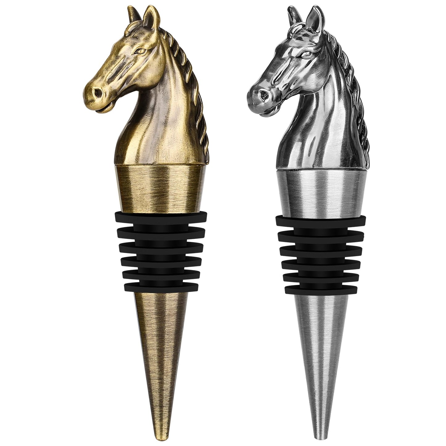 LULLEA Horse Head Wine Stopper, Horse Wine Gifts Birthday Gifts for Men Women, Bottle Stoppers for Wine Champagne, Dark Silver with Gift Box
