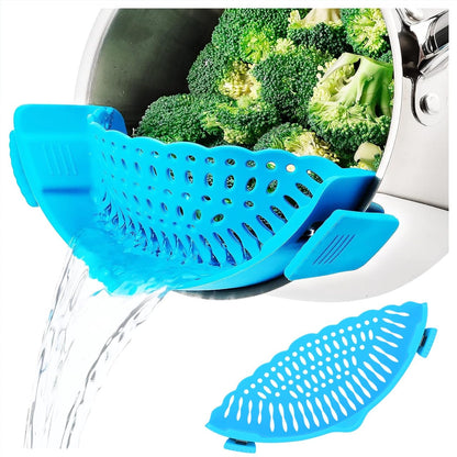 Silicone Pasta Strainer Insert - Clip On for Pots & Pans - Easy Pasta Draining