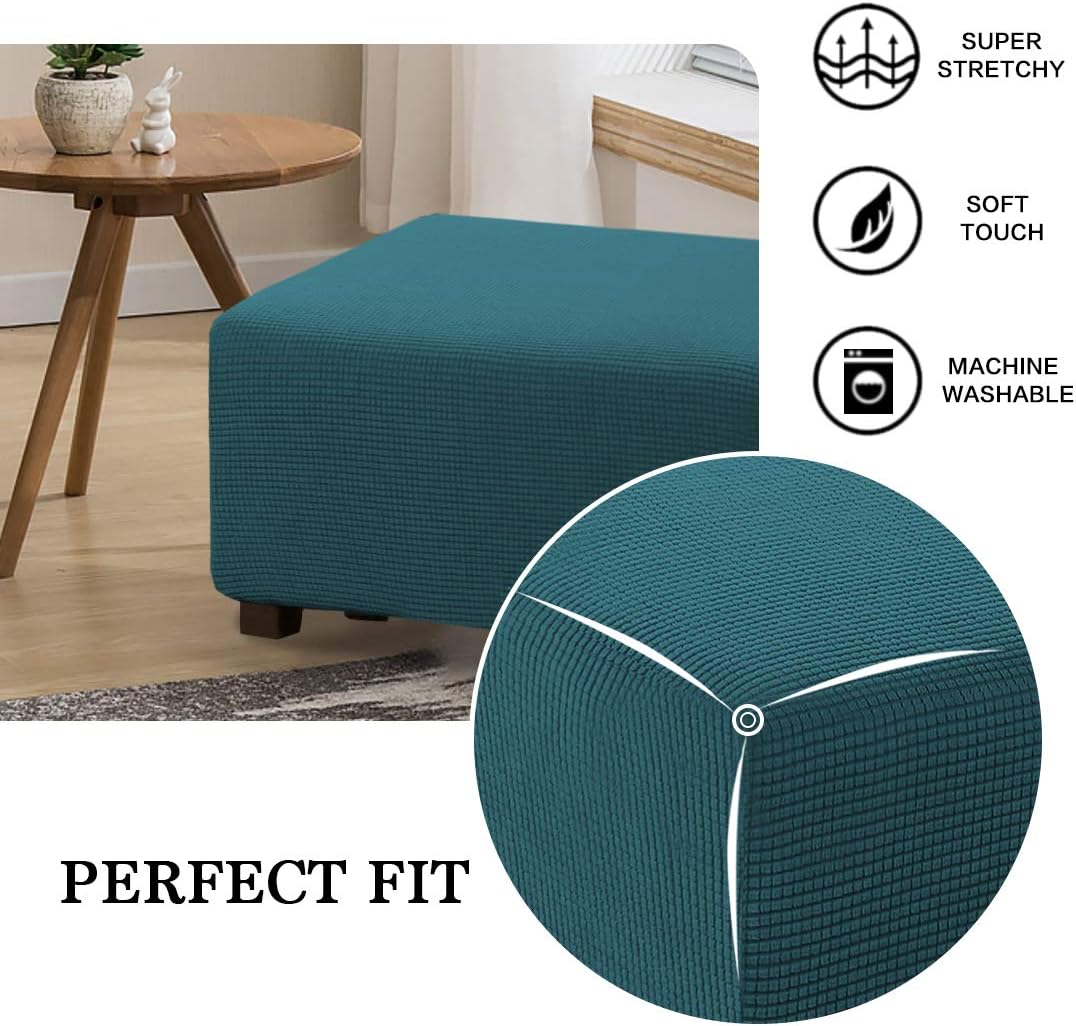 Flamingo P Oversized Spandex Jacquard Ottoman Slipcover, Stretch Storage Cover Protector (X-Large, Deep Teal)