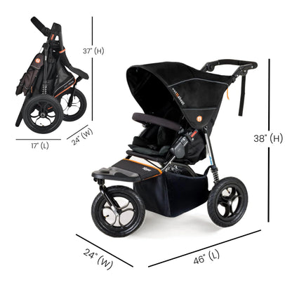 Out’n’About Nipper V5 Stroller & Rain Cover | Lightweight All-Terrain 3-Wheel Stroller, 12” Air-Filled Tyres, Swivel-Lock Front Wheel, One-Piece Fold, Newborn to Toddler 4 Years | Summit Black