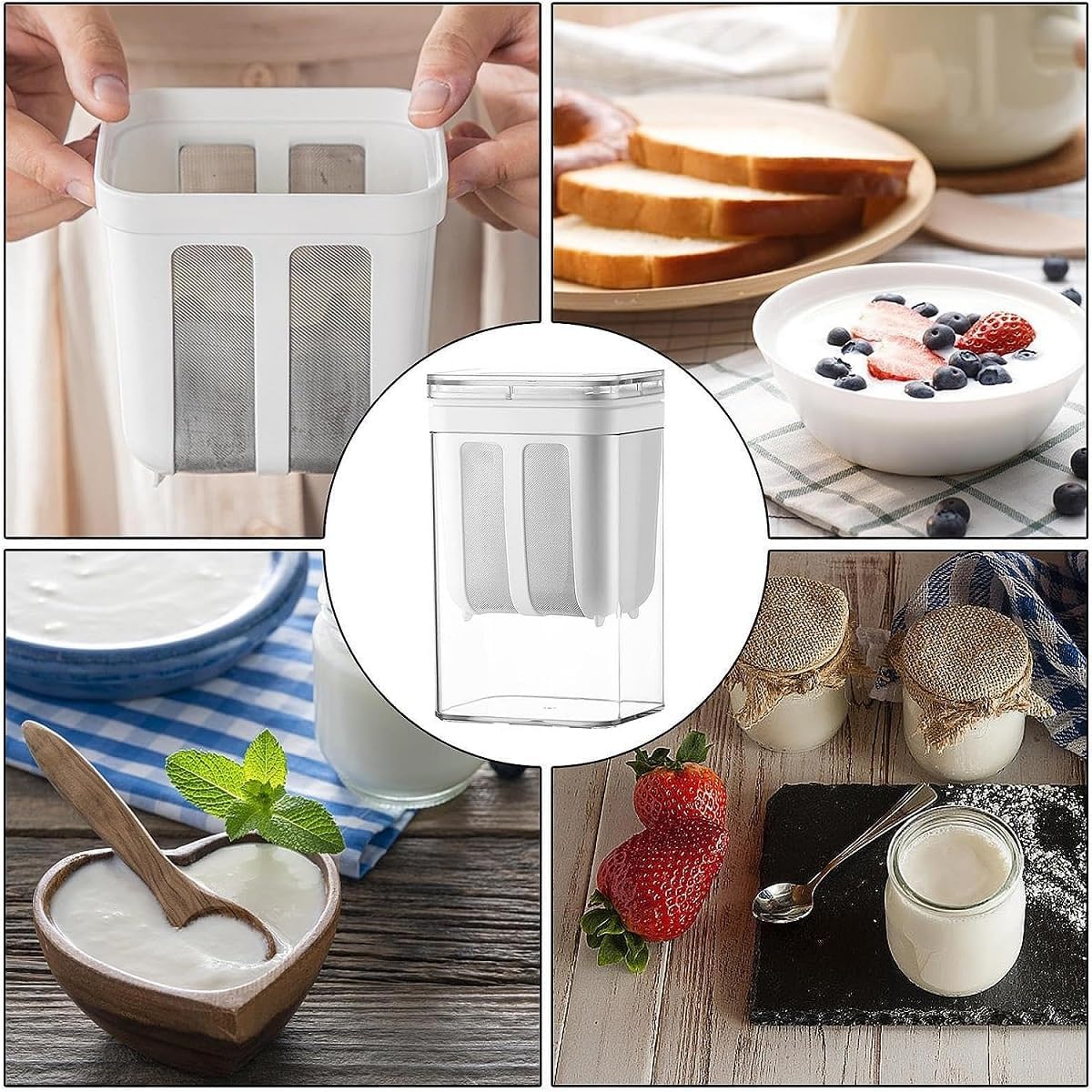 Yogurt Strainer——「0.9QT/0.23GAL Filter」 &「1.9QT/0.475GAL Total」, Yogurt Strainer Greek Yogurt Strainer Yogurt Press, BPA-Free PP Strainer for Whey Separation（Filter0.9QT/0.23GAL）