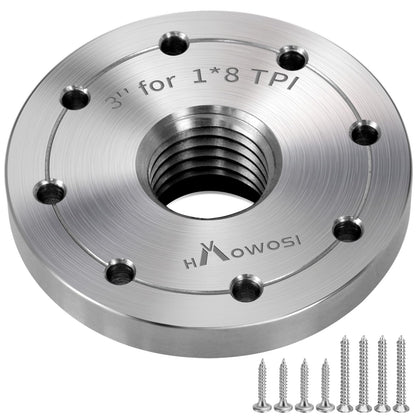 HAowosi 3" Steel Wood Lathe Faceplate,Faceplate for Wood Lathe,Lathe Face Plate Fit for 1" x 8TPI Spindle without Screwchuck
