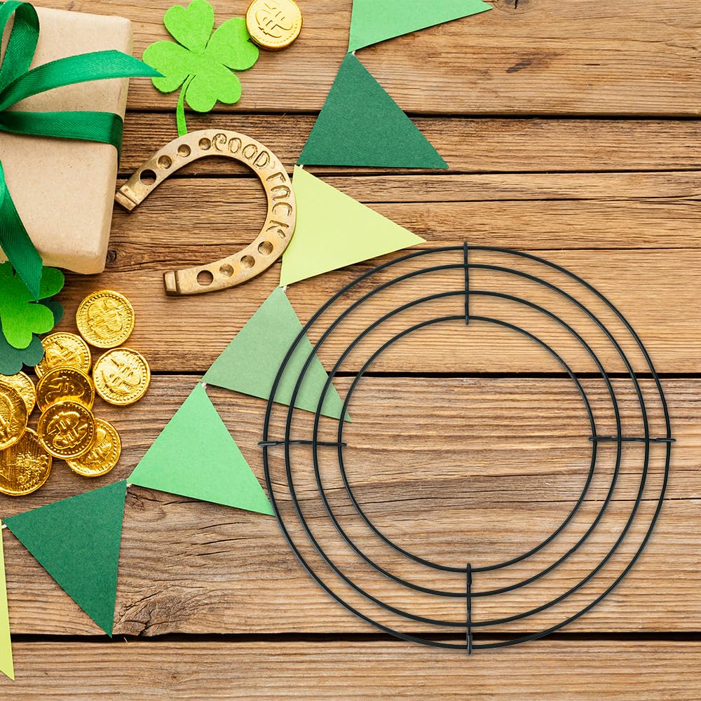 2 Pack Wreath Frames, 12 Inch Large Wire Wreath Frames Form, Dark Green Round Metal Wreaths Ring Frame for St Patricks Day Easter Wreaths Making Supply, Front Door DIY Craft Outdoor Home Decor